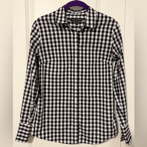 Banana Republic Women’s Riley Tailored Fit Gingham Button Down Shirt Size 0